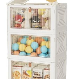 3 Tier White Stackable Storage Organizer with wheels